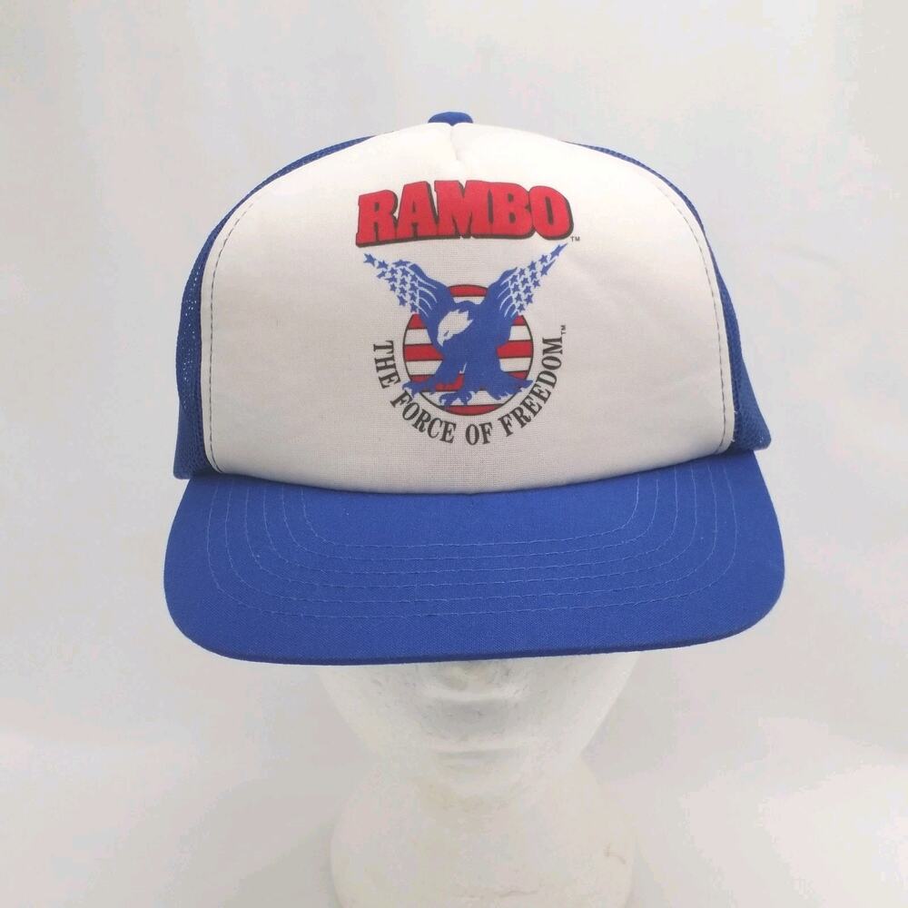 Vintage 1986 Rambo The Force of Freedom Trucker Hat Youngan Snapback Cap 80s